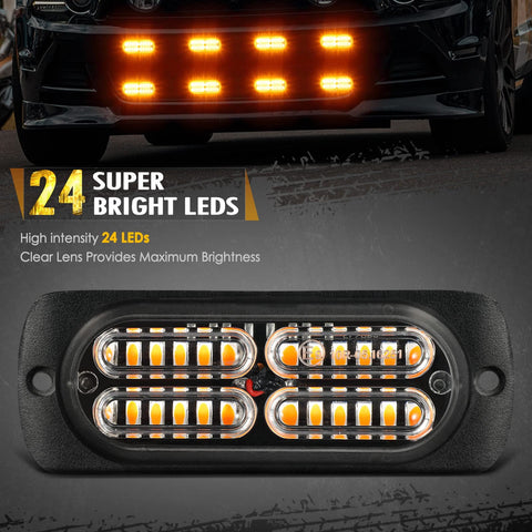Image of Partsam LED Oval Emergency Amber Strobe Lights Kit