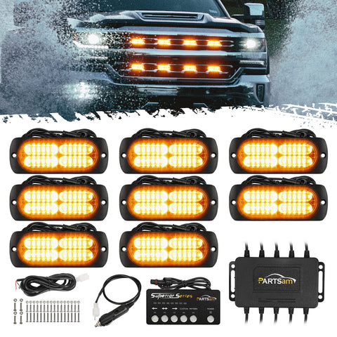 Image of Partsam LED Oval Emergency Amber Strobe Lights Kit