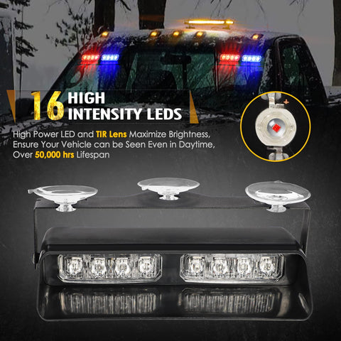 Image of Partsam 2 in 1 Red Blue LED Dash Emergency Strobe Lights