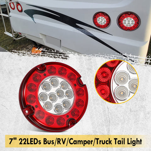 Image of Partsam 2x 7 Round Stop Turn Tail Lights for Bus Truck Camper