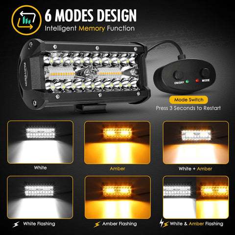 Image of Partsam 120W LED Light Bar Strobe Lights for Offroad Pickup Trucks