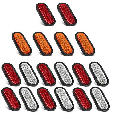 Image of 6" LED Oval Stop Turn Tail Lights Brake Backup Reverse Light Kits for Truck Trailer Bus RV Camper