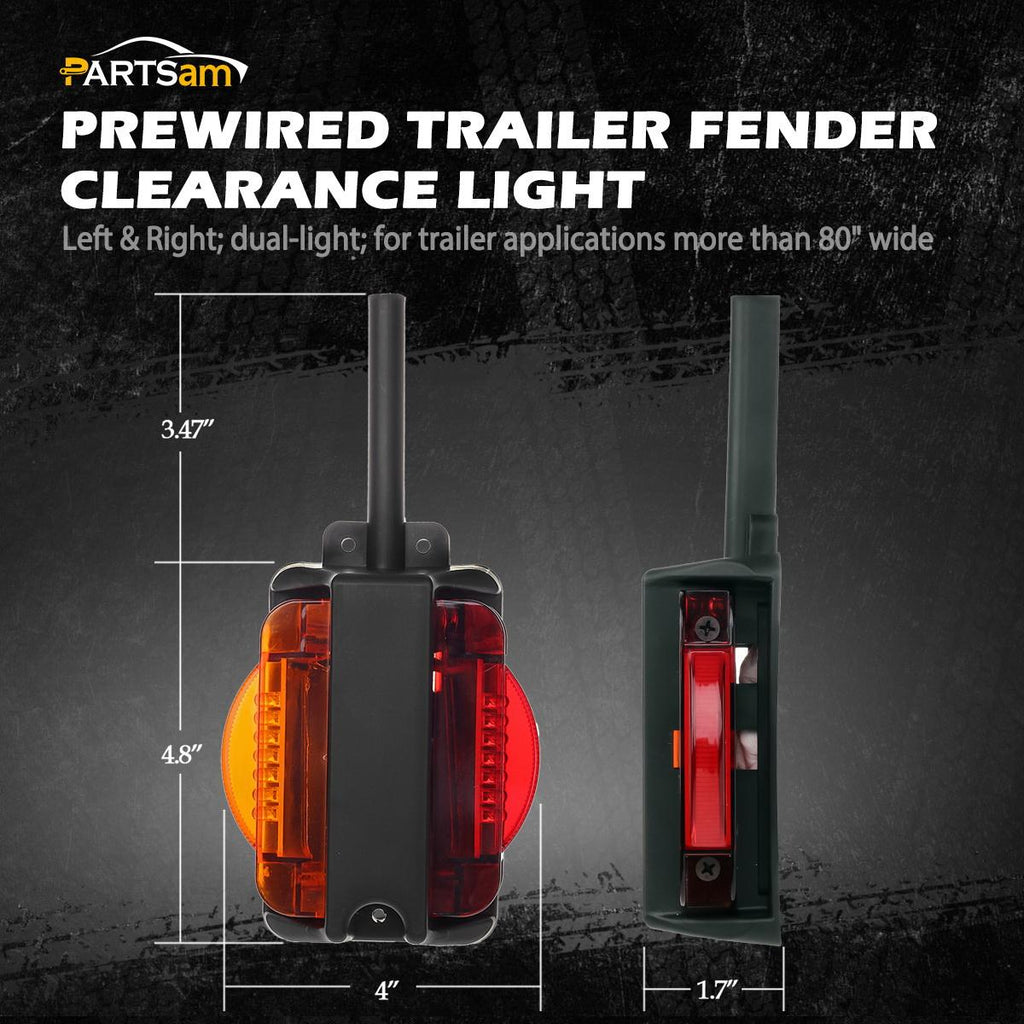 LED Trailer Fender Light Set/2 - Double Face 4inch LED Marker Clearance Lights 7Diode