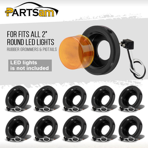 Image of Partsam (10) Marker/Clearance Light 2 Prong Pigtails & Rubber Grommets