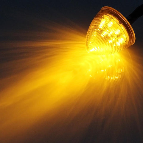 Image of Partsam 10 Amber 2" Round Side Marker Light Beehive Cone Light 9 Diodes Sealed Multifunctional LED Beehive Light Truck Trailer Rear Tracking Light