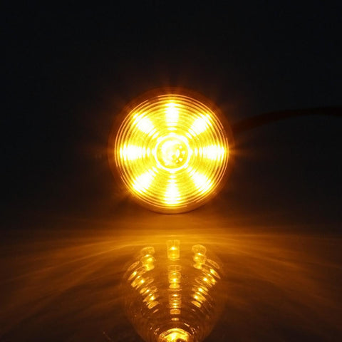 Image of Partsam 10 Amber 2" Round Side Marker Light Beehive Cone Light 9 Diodes Sealed Multifunctional LED Beehive Light Truck Trailer Rear Tracking Light