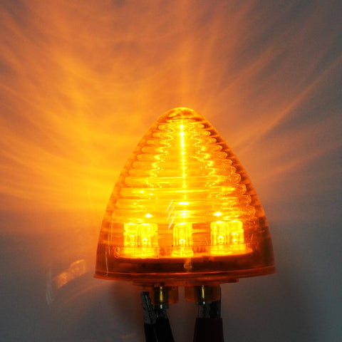 Image of Partsam 10 Amber 2" Round Side Marker Light Beehive Cone Light 9 Diodes Sealed Multifunctional LED Beehive Light Truck Trailer Rear Tracking Light