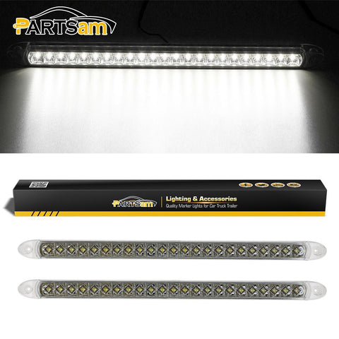 Image of Partsam 2PCS 17" White 23LED Surface Mount Truck Reverse Backup Tail Light Bars Waterproof