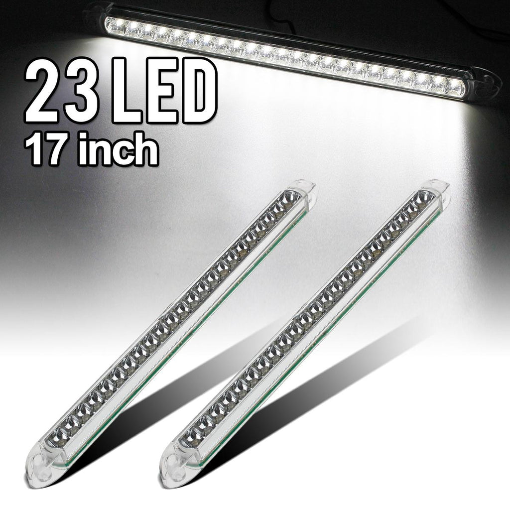 Partsam 2PCS 17" White 23LED Surface Mount Truck Reverse Backup Tail Light Bars Waterproof