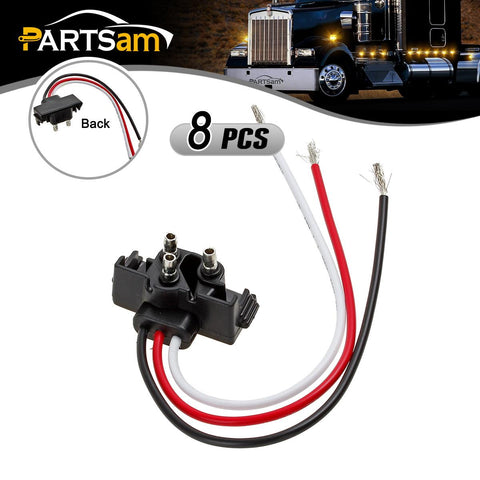 Image of 8x Truck Trailer Molded 3 Prong Pigtail Harness Stop Turn Tail Brake Backup Light