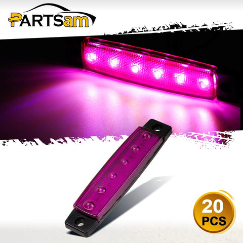 Image of Partsam 20Pcs 3.8 6 LED Clearance Truck Trailer RV Side Marker Indicators Purple 12V, Purple Trailer Marker Lights, Rear Side Marker Lamp, Led Marker Lights for Trucks, Cab Marker, RV Marker light