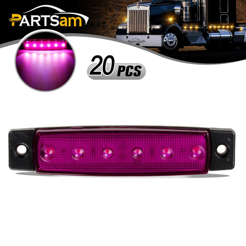 Image of Partsam 20Pcs 3.8 6 LED Clearance Truck Trailer RV Side Marker Indicators Purple 12V, Purple Trailer Marker Lights, Rear Side Marker Lamp, Led Marker Lights for Trucks, Cab Marker, RV Marker light
