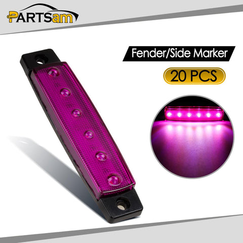 Image of Partsam 20Pcs 3.8 6 LED Clearance Truck Trailer RV Side Marker Indicators Purple 12V, Purple Trailer Marker Lights, Rear Side Marker Lamp, Led Marker Lights for Trucks, Cab Marker, RV Marker light