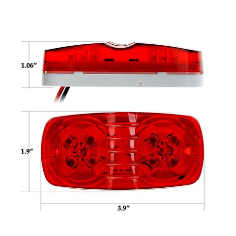 Image of Partsam 5Pcs Double Bubble Bullseye Led Side Marker Clearance Lights Red 10 Diodes Surface Mount Waterproof 4inch Rectangular Rectangle Tiger eye Led Marker Lights for RV Truck Camper ORV ATV Motorcycle