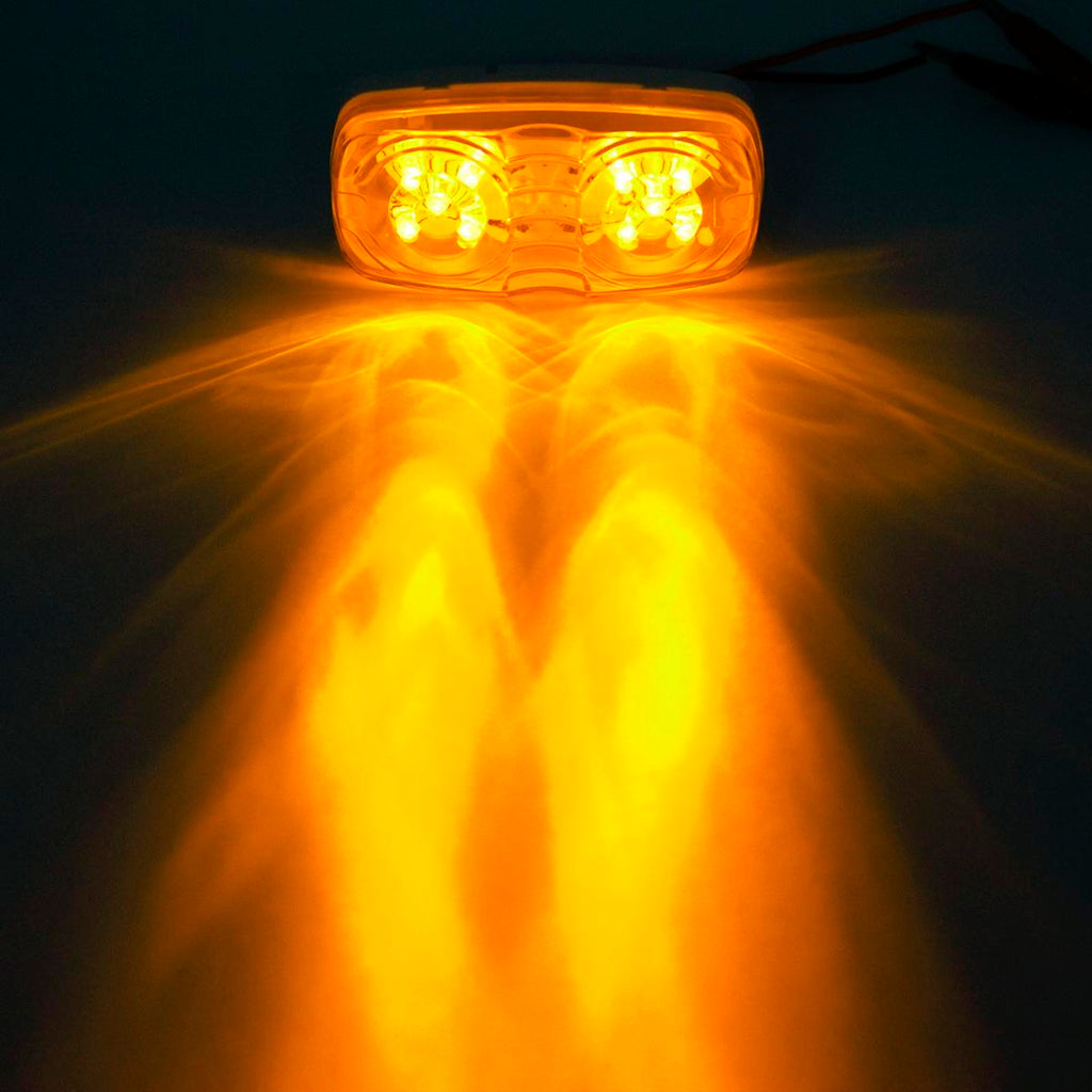 Partsam Five Trailer Marker LED Light Double Bullseye Amber 10 Diodes Light