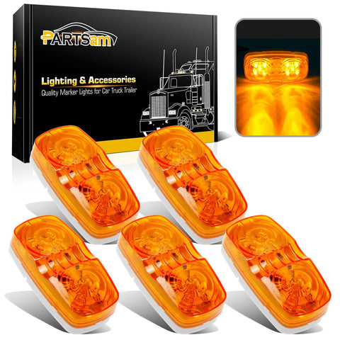 Image of Partsam Five Trailer Marker LED Light Double Bullseye Amber 10 Diodes Light
