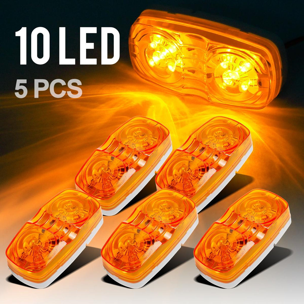 Partsam Five Trailer Marker LED Light Double Bullseye Amber 10 Diodes Light