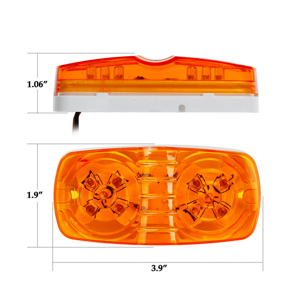 Partsam Five Trailer Marker LED Light Double Bullseye Amber 10 Diodes Light