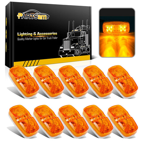 Image of Partsam 10x Double Bubble Bullseye Side Marker Light 10LED Bulls Tiger Eye Amber Trailer