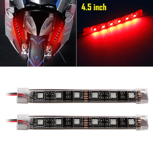 Partsam 2 x 4.5inch Motorcycle LED Third Brake Light Universal Tail Brake Stop Turn Signal Running Light Super Bright 6SMD Red LED Strip Light Bar