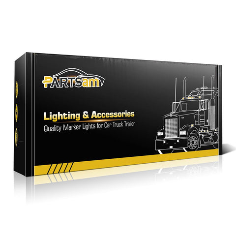 Image of Partsam 2x Oval Brake Stop Tail Turn Sealed Marker Lights Flush Mount 6.3inch Inch 24 LED Truck Trailer Boat Utility Clear Lens Red w/Rubber Grommet Waterproof 12V