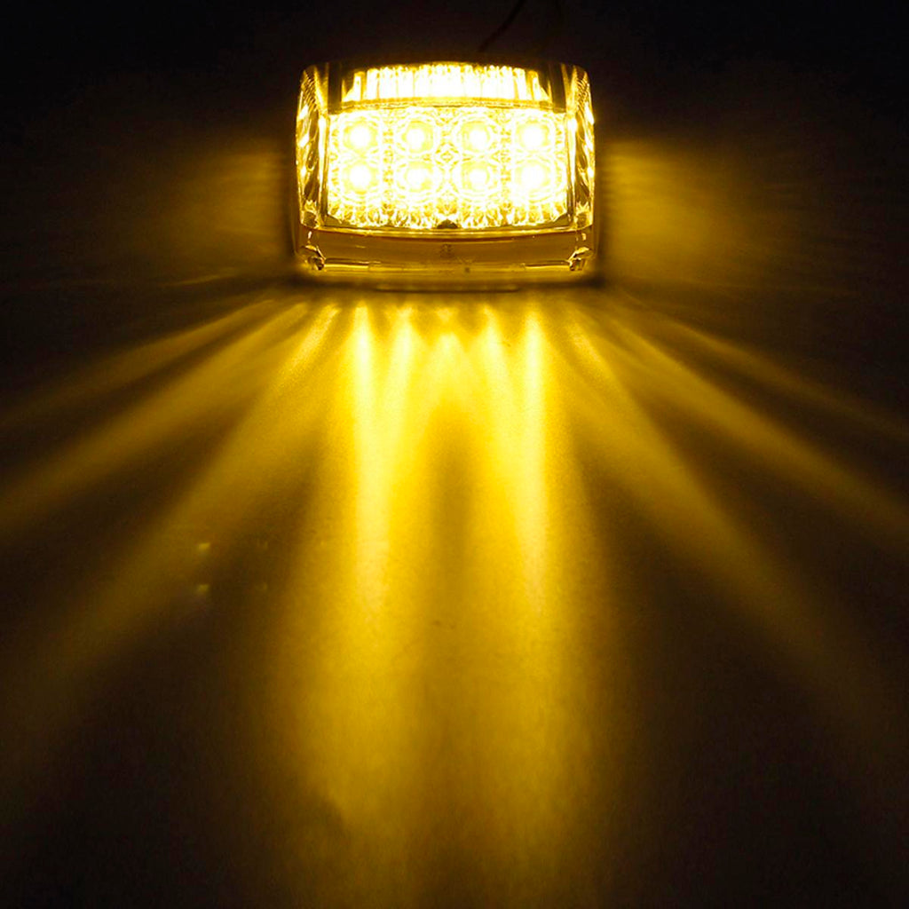 Partsam 5pcs 17 LED Clear Lens 5*3.75" Amber Cab Marker Top Roof Running Truck Cab Light Waterproof Top Reflective Lights Compatible with Peterbilt/Kenworth/Freightliner/Mack/