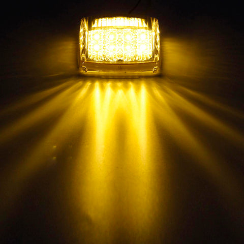 Image of Partsam 5pcs 17 LED Clear Lens 5*3.75" Amber Cab Marker Top Roof Running Truck Cab Light Waterproof Top Reflective Lights Compatible with Peterbilt/Kenworth/Freightliner/Mack/