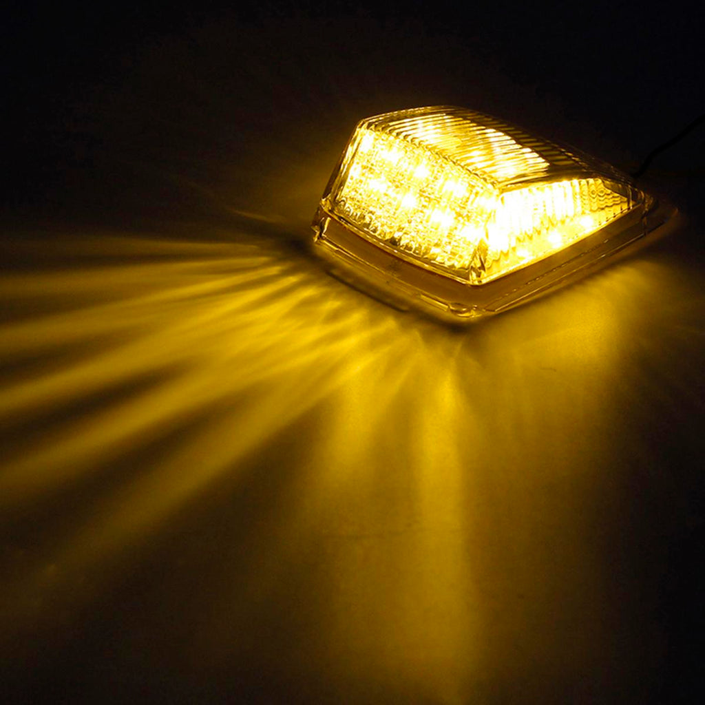 Partsam 5pcs 17 LED Clear Lens 5*3.75" Amber Cab Marker Top Roof Running Truck Cab Light Waterproof Top Reflective Lights Compatible with Peterbilt/Kenworth/Freightliner/Mack/