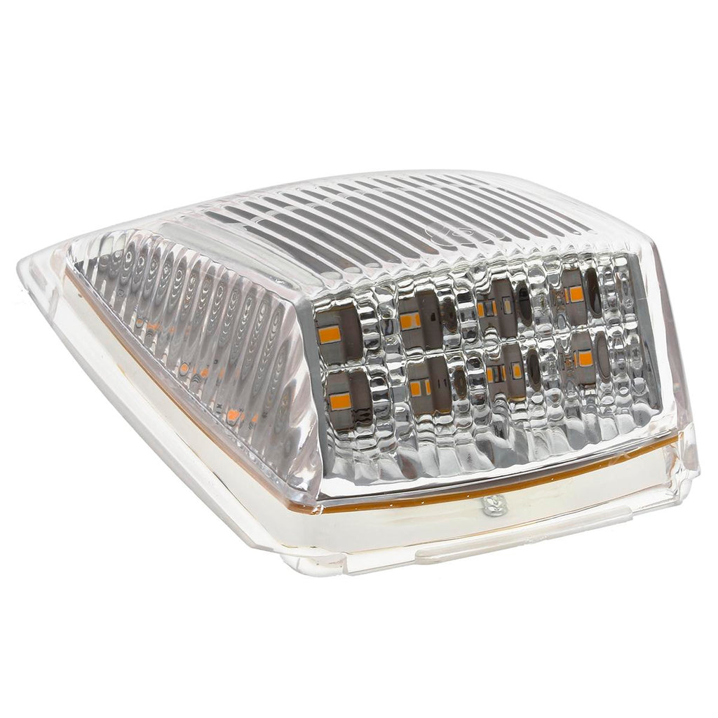 Partsam 5pcs 17 LED Clear Lens 5*3.75" Amber Cab Marker Top Roof Running Truck Cab Light Waterproof Top Reflective Lights Compatible with Peterbilt/Kenworth/Freightliner/Mack/