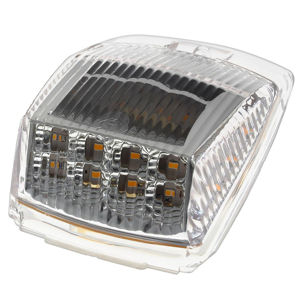 Partsam 5pcs 17 LED Clear Lens 5*3.75" Amber Cab Marker Top Roof Running Truck Cab Light Waterproof Top Reflective Lights Compatible with Peterbilt/Kenworth/Freightliner/Mack/