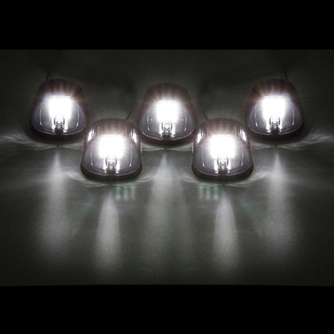 Image of Partsam LED Cab Lights 5PCS Smoke Cab Marker Roof Running Lights Top White 9 LED Assembly Replacement for Dodge Ram 1500 2500 3500 4500 5500 2003-2018 Pickup Trucks RVs