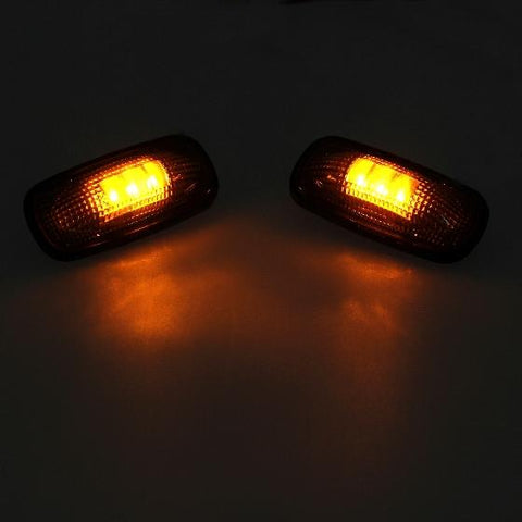 Image of Partsam 2x Amber + 2x Red LED Fender Marker Replacement For DODGE 2003-2009 RAM 3500, Smoked Lens LED Fender Bed Side Marker Lights Set Assembly Replacement For Dodge RAM 2500 3500 HD Trucks