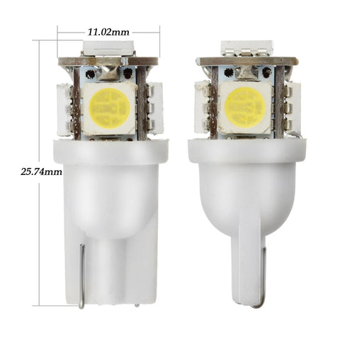 Image of Partsam T10 LED Light Bulbs 5X White 161 168 194 Wedge Base Lights 5-5050-SMD for Cab Roof Running Marker Light LED Backup License Plate Parking Turn Signal Light