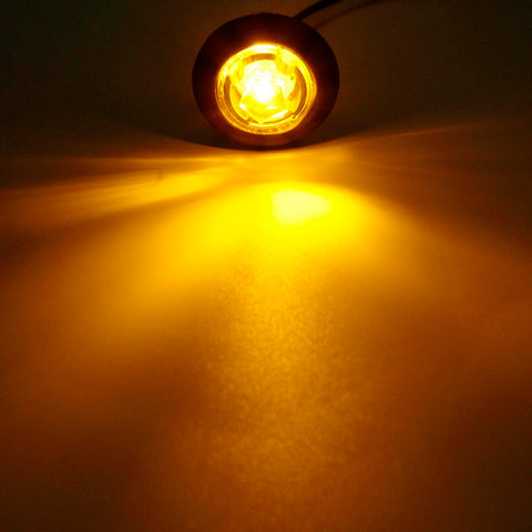 Image of Partsam 10x Amber 3/4" Round Bullet Trailer Amber Led Side Marker Clearance Lights Kit Grommets Clear Lens w/Plug Connectors Waterproof 12V 3/4" Led Marker Lights for Trailer Truck Boat RV Pickups