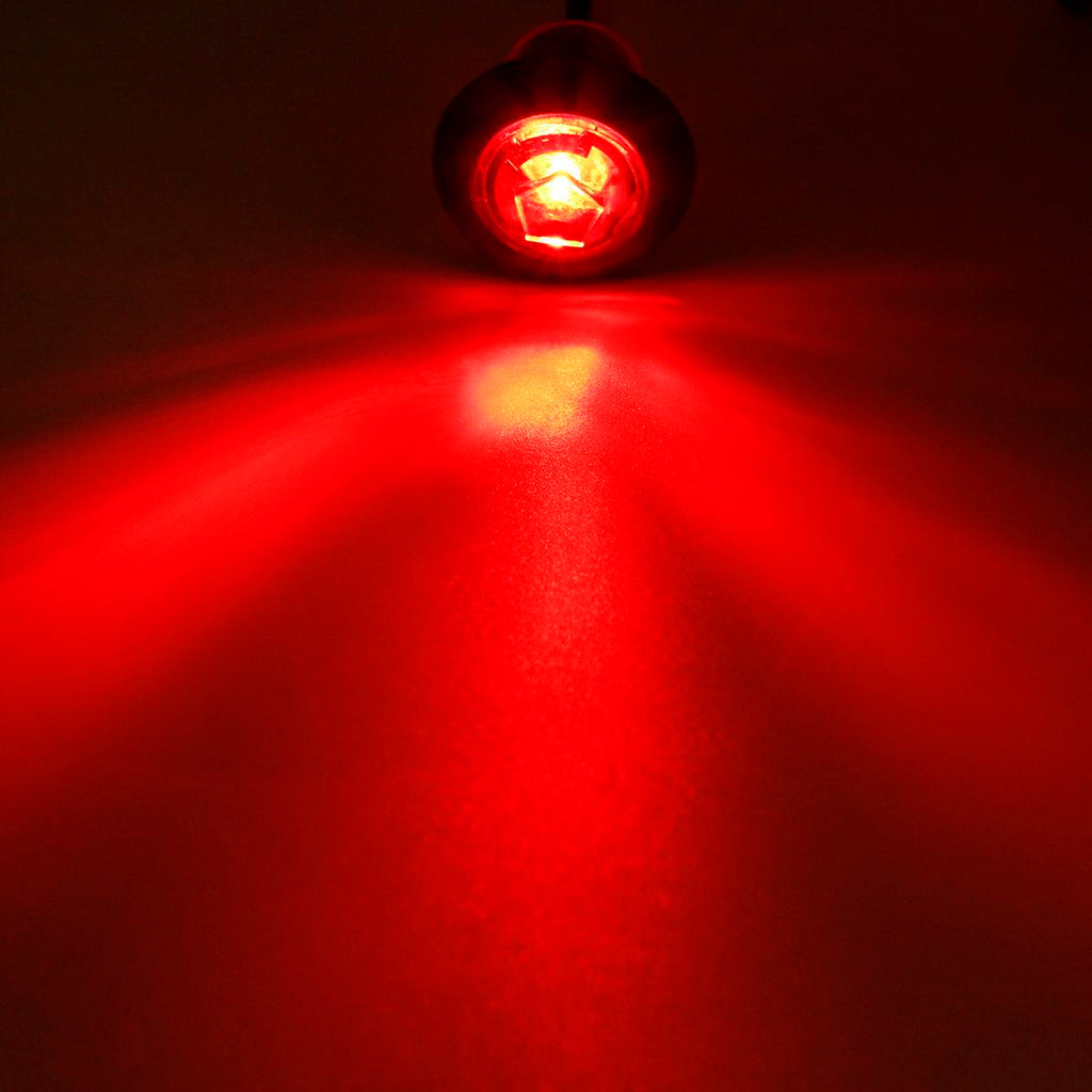 Partsam 10x 3/4" Mini Round Red Led Side Marker Lights Grommet Mount w Plug Connectors Waterproof Sealed Boat Trailer Truck RV Bus Van Bullet Side Led Marker Lights Lamps Clear Lens 12V