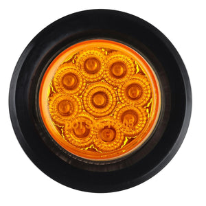 Partsam 2Pcs 2 Inch Round Truck Trailer Led Side Marker Clearance Light Amber 9 Diodes with Reflectors Sealed Waterproof 12V 2 Inch Round LED Side Fender Panel Lights with Grommets and Wire Pigtail