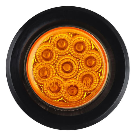 Image of Partsam 2Pcs 2 Inch Round Truck Trailer Led Side Marker Clearance Light Amber 9 Diodes with Reflectors Sealed Waterproof 12V 2 Inch Round LED Side Fender Panel Lights with Grommets and Wire Pigtail