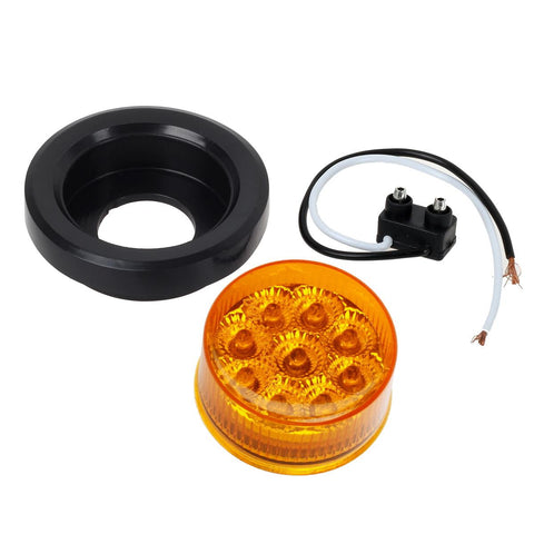 Image of Partsam 2Pcs 2 Inch Round Truck Trailer Led Side Marker Clearance Light Amber 9 Diodes with Reflectors Sealed Waterproof 12V 2 Inch Round LED Side Fender Panel Lights with Grommets and Wire Pigtail