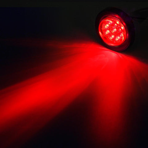 Image of Partsam 2Pcs 2 Inch Round Trailer Led Clearance Side Marker Lights Red 9 Diodes with Reflectors Waterproof Sealed 2 Inch round led marker lights Fender Cab Panel Lights Grommets and Pigtails Included