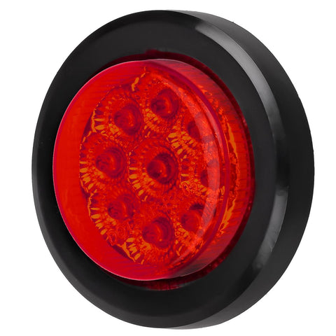 Image of Partsam 2Pcs 2 Inch Round Trailer Led Clearance Side Marker Lights Red 9 Diodes with Reflectors Waterproof Sealed 2 Inch round led marker lights Fender Cab Panel Lights Grommets and Pigtails Included