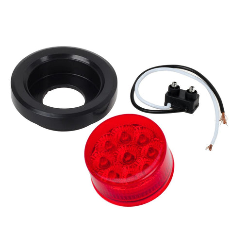 Image of Partsam 2Pcs 2 Inch Round Trailer Led Clearance Side Marker Lights Red 9 Diodes with Reflectors Waterproof Sealed 2 Inch round led marker lights Fender Cab Panel Lights Grommets and Pigtails Included