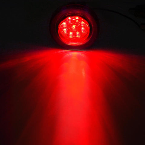Image of Partsam 2Pcs 2 Inch Round Trailer Led Clearance Side Marker Lights Red 9 Diodes with Reflectors Waterproof Sealed 2 Inch round led marker lights Fender Cab Panel Lights Grommets and Pigtails Included