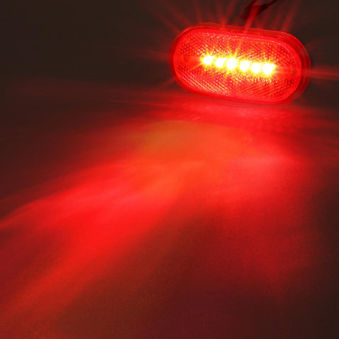 Image of Partsam 2Pcs Red 4 Inch Oblong Led Clearance and Side Marker lights Lamps with Reflex Lens White Base RV Camper Surface Mount, Sealed 2x4 Reflective Rectangular Rectangle Led Marker Lights Lights 12V