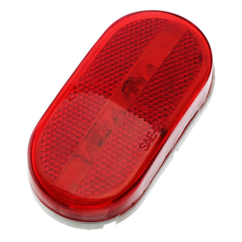 Image of Partsam 2Pcs Red 4 Inch Oblong Led Clearance and Side Marker lights Lamps with Reflex Lens White Base RV Camper Surface Mount, Sealed 2x4 Reflective Rectangular Rectangle Led Marker Lights Lights 12V