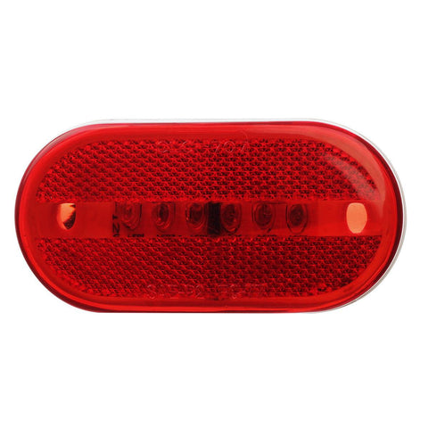 Image of Partsam 2Pcs Red 4 Inch Oblong Led Clearance and Side Marker lights Lamps with Reflex Lens White Base RV Camper Surface Mount, Sealed 2x4 Reflective Rectangular Rectangle Led Marker Lights Lights 12V