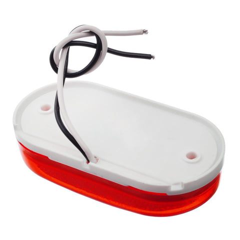 Image of Partsam 2Pcs Red 4 Inch Oblong Led Clearance and Side Marker lights Lamps with Reflex Lens White Base RV Camper Surface Mount, Sealed 2x4 Reflective Rectangular Rectangle Led Marker Lights Lights 12V