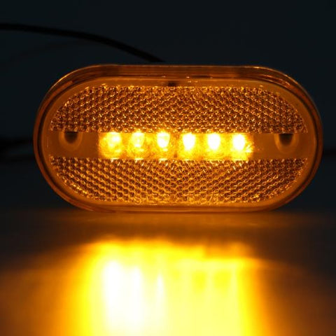 Image of Partsam 2Pcs Amber 4 Inch LED Trailer Side Marker and Clearance Lights Lamps 6 Diodes with Reflex Lens Surface Mount, Reflective 2x4 Rectangular Rectangle Led Marker Lights Front Rear Truck RV Camper