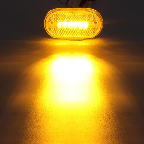 Image of Partsam 4Pcs 4 Inch Oblong Trailer Amber Side Marker and Clearance Lights 6 Diodes 2x4 Sealed Surface Mount with Reflex Lens For RV Camper Trucks Van Caravan Rectangle Rectangular Led Lights