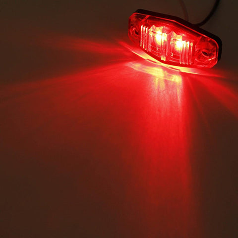Image of Partsam 8pcs 2.5inch Oval Side Fender Marker Light Red/Amber Clear Lens Universal Surface Mount LED Light, Truck Boat Trailer Sealed Mini Trailer Led Marker Clearance Identification Lights 2 Diodes