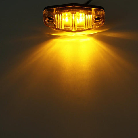 Image of Partsam 8pcs 2.5inch Oval Side Fender Marker Light Red/Amber Clear Lens Universal Surface Mount LED Light, Truck Boat Trailer Sealed Mini Trailer Led Marker Clearance Identification Lights 2 Diodes